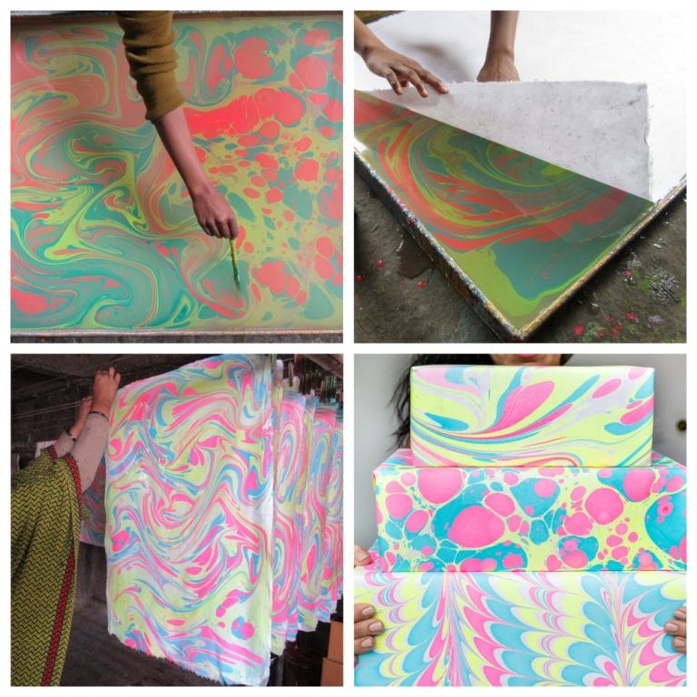 Hand Marbling in Neon Colours